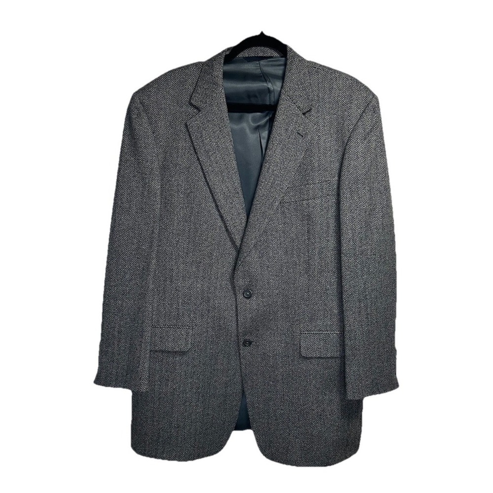 Burberry London Blazer Men's 44L Gray Blue Tweed Wool Cashmere 2 Button Preppy